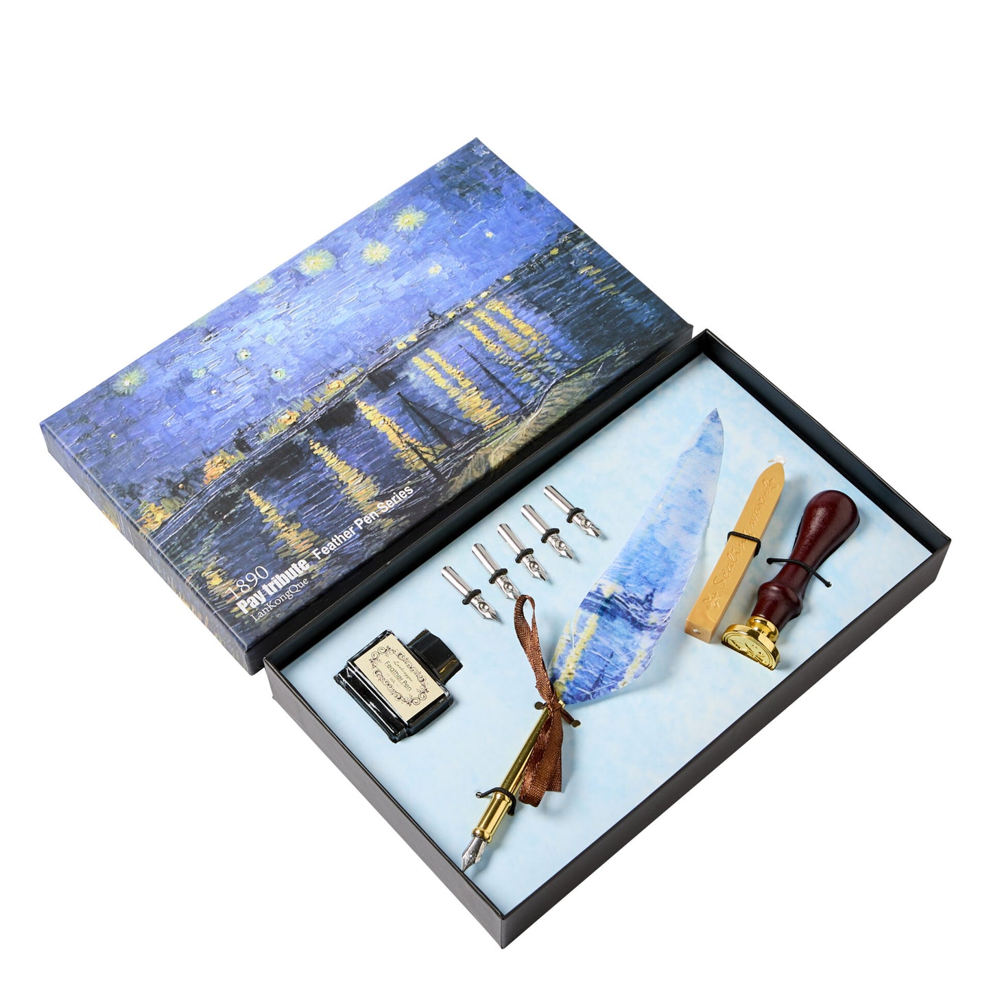 Feather calligraphy pen & wax seal gift set