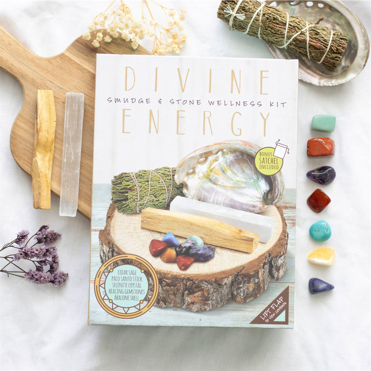 Wellness kit - smudge sticks, shell dish & crystals bundle
