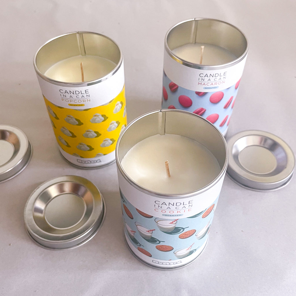 Yummy candle in a tin can