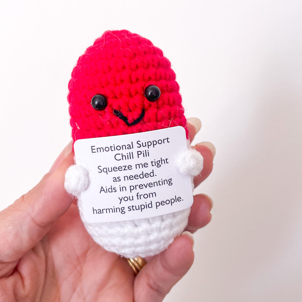 Cheeky chill pill crochet keepsake toy