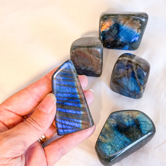 Labradorite crystal carved freeform statue - small