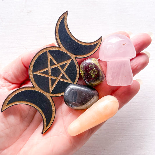 Witchy anxiety protection crystal set