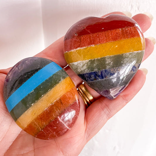 Chakra crystal palm stone or crystal heart