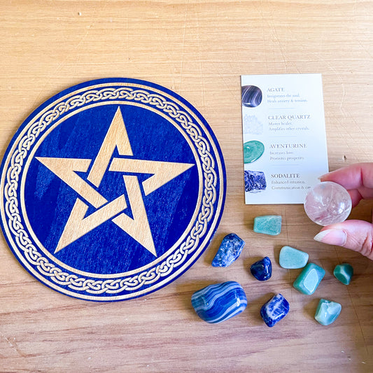 Crystal set - Pentagram crystal grid + crystals