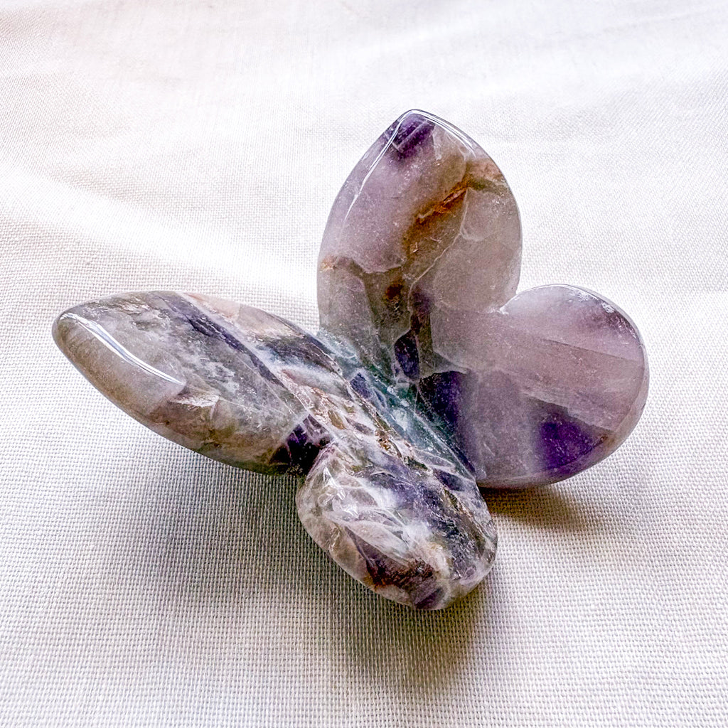 Amethyst Phantom Chevron crystal butterfly carving