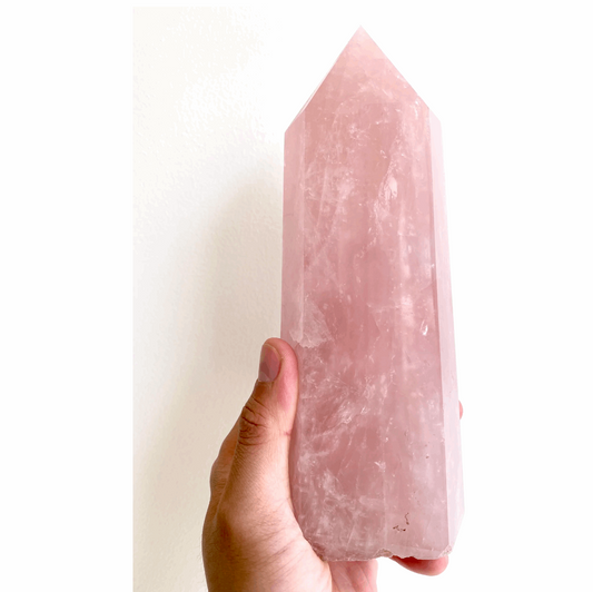 Crystal rose quartz point tower XS - XL