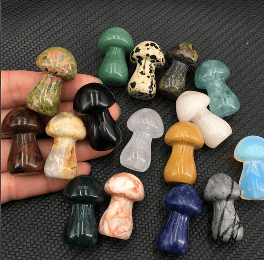 Crystal mushroom shaped statue polished stone