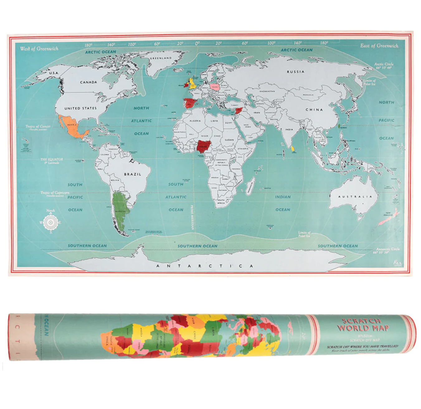 Vintage world map - DIY scratch and customise map poster
