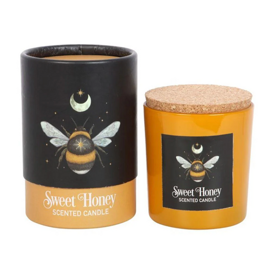 Wild honey bee glass candle