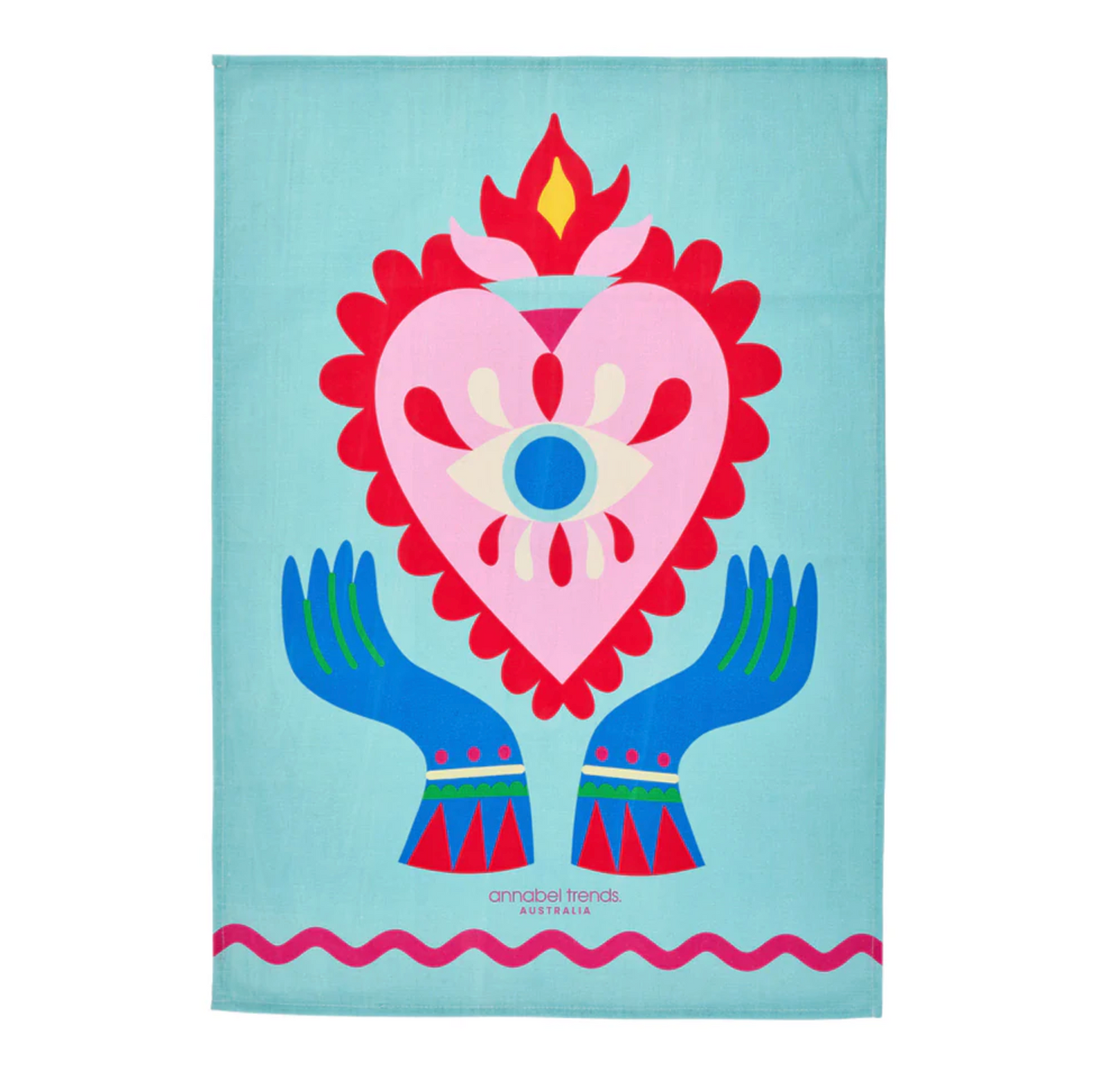 Evil eye heart tea towel