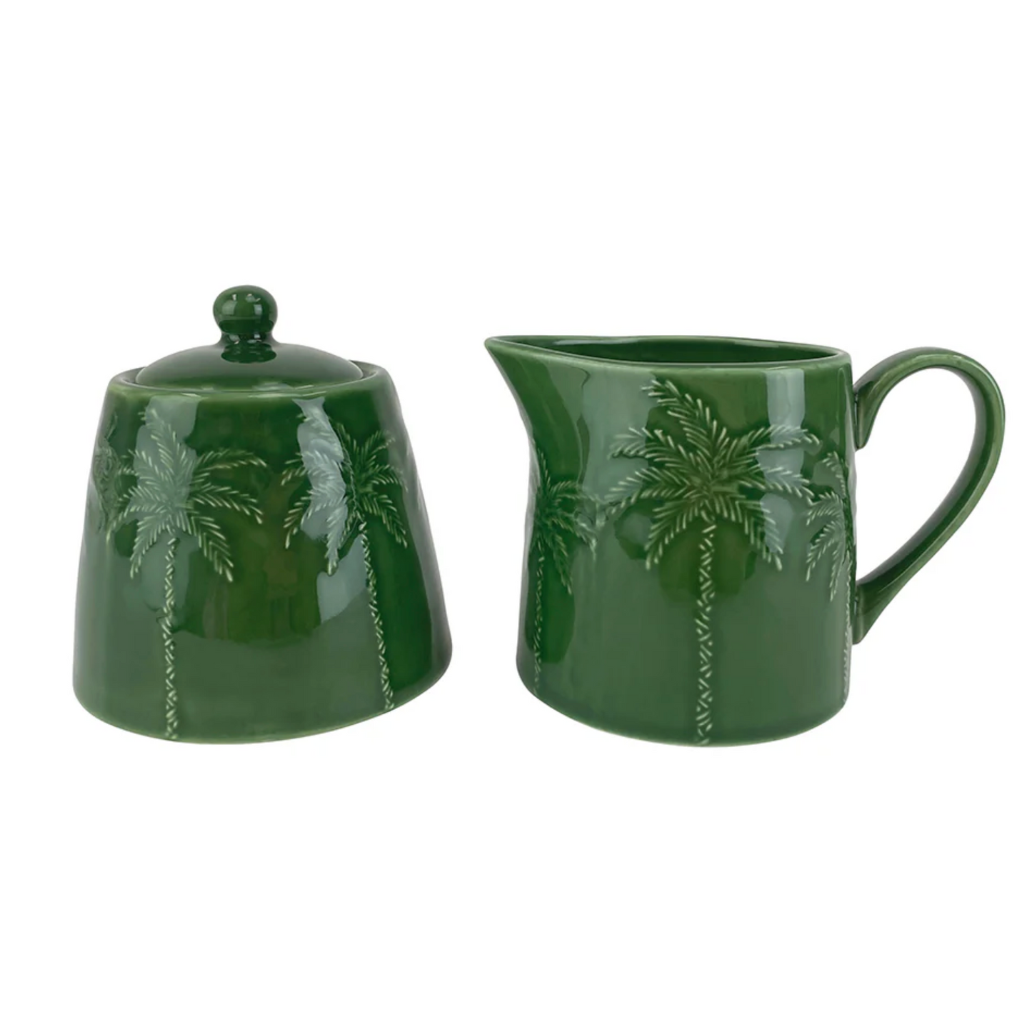 Green palm trees ceramic jug / jar