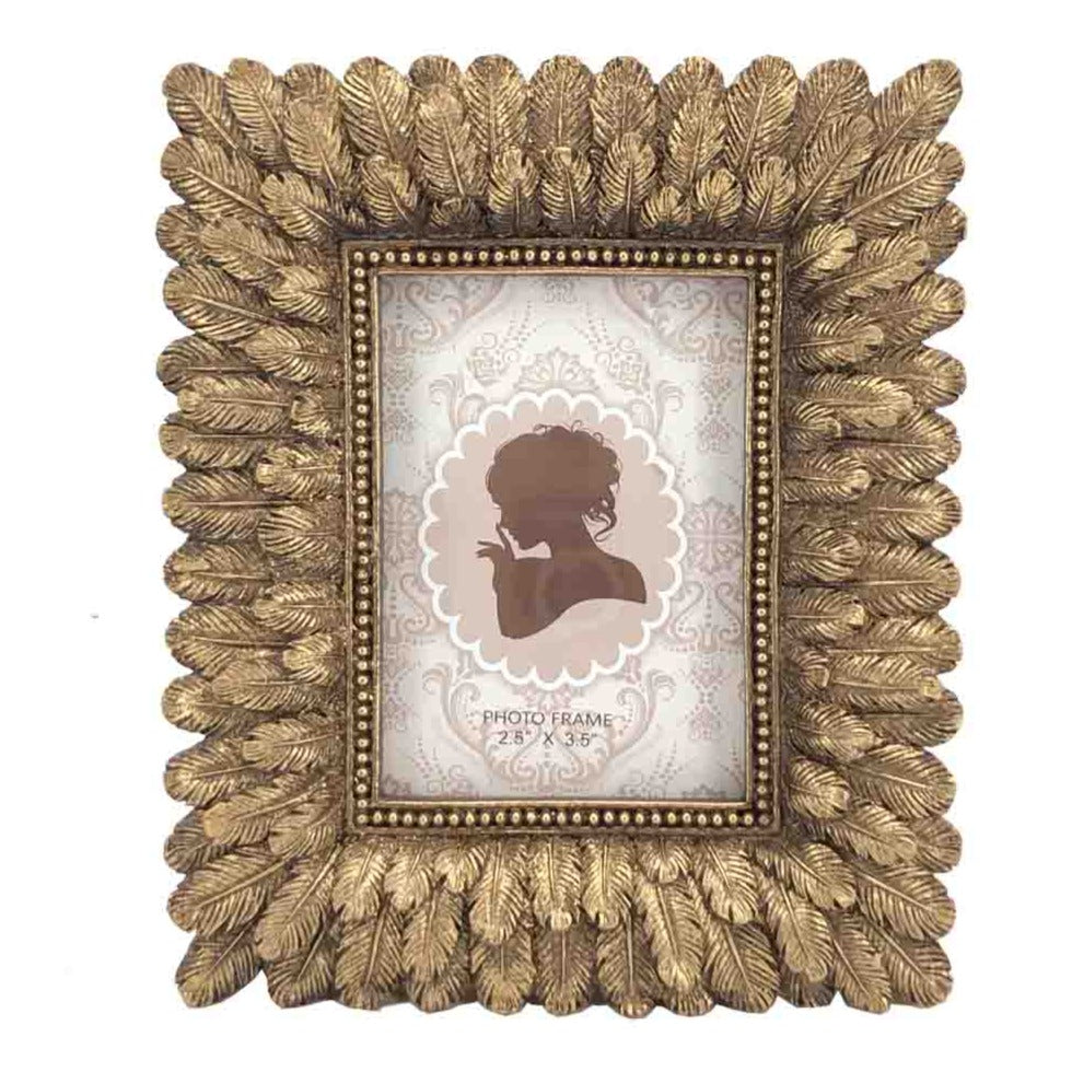 Gold feather picture frame