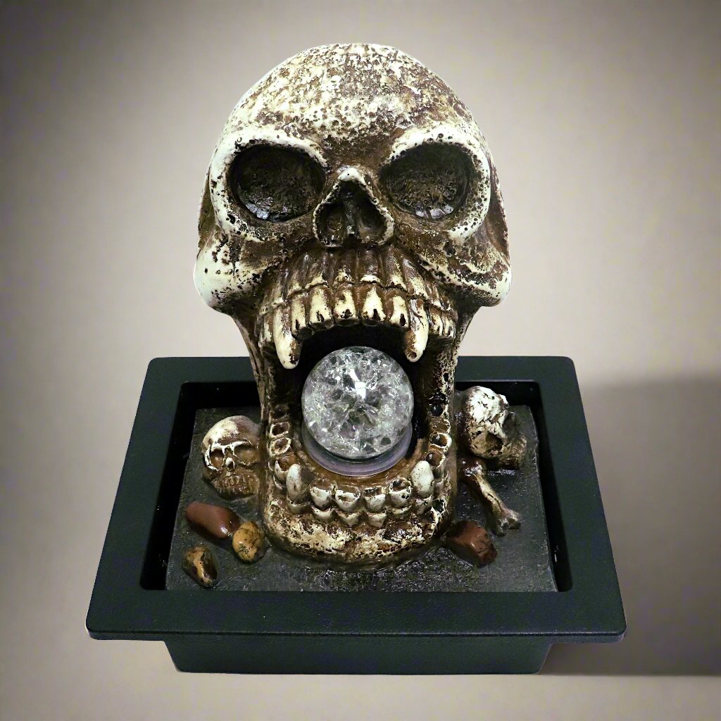 Skull crystal ball desktop water fountain