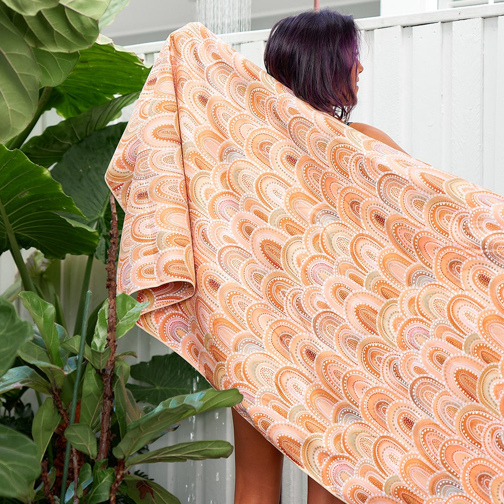 Peachy rainbows sand free towel