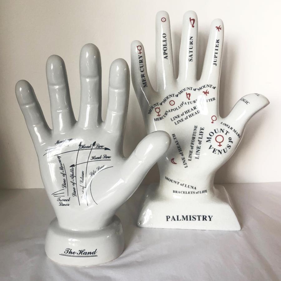 Large Palmistry hand vintage curio hand statue
