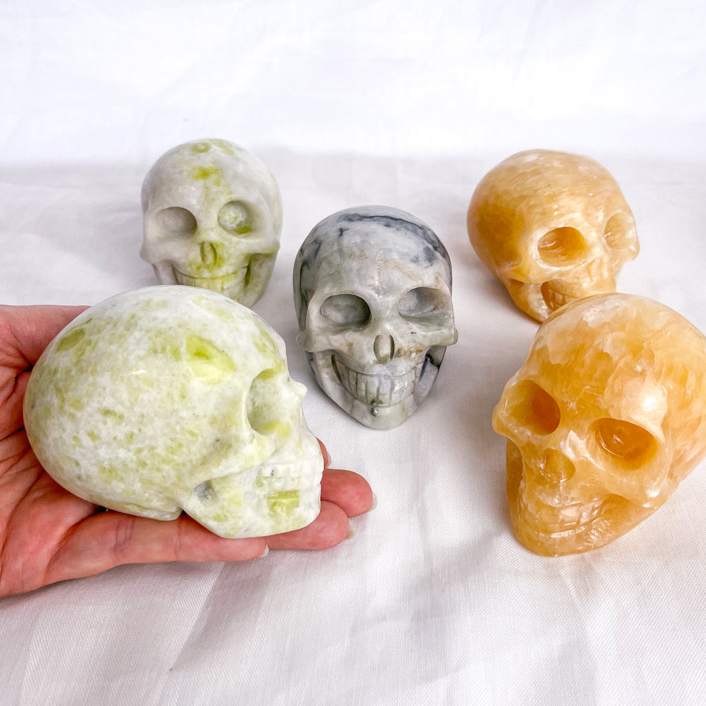 Crystal hand carved skull statue Large