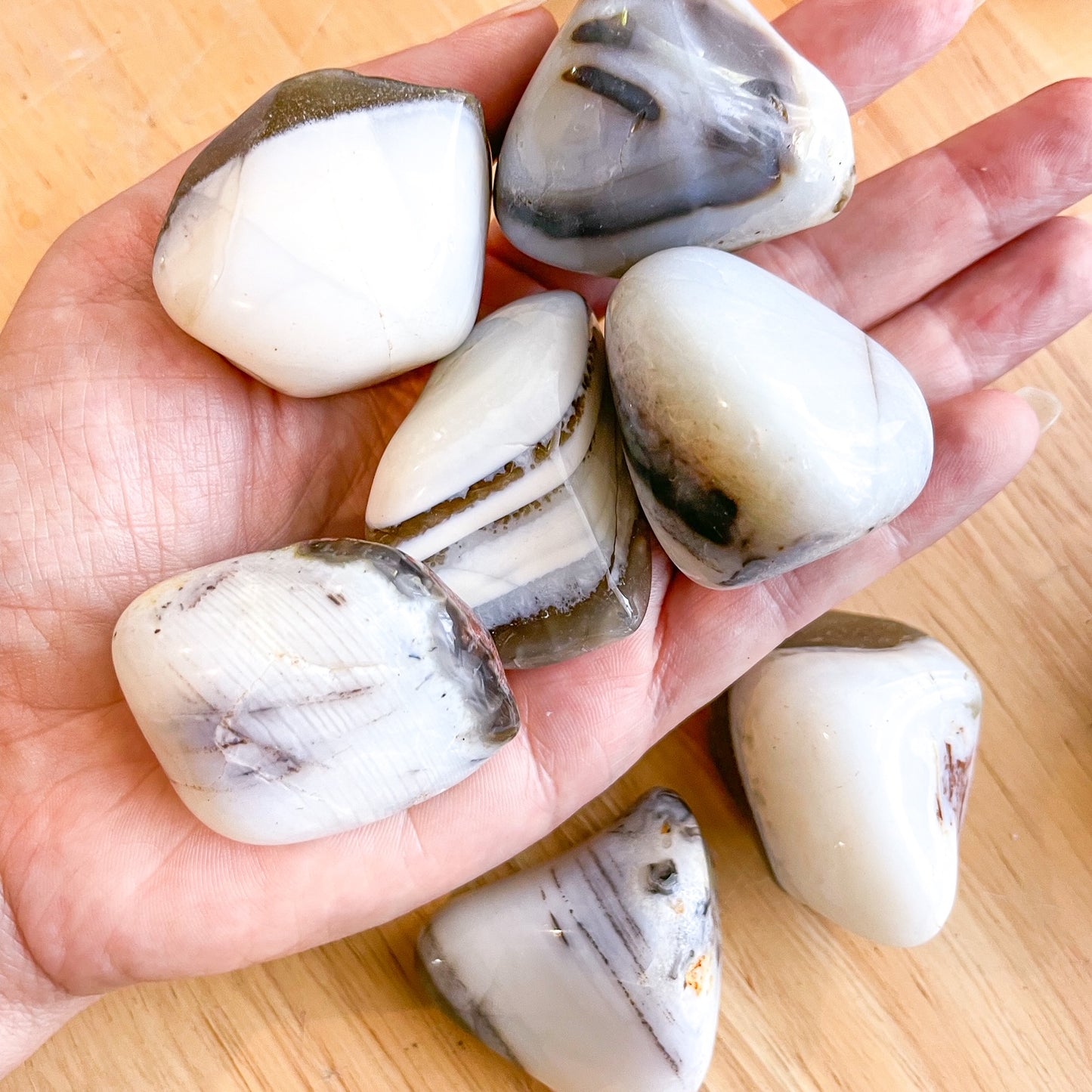 White Andean opal crystal large tumble