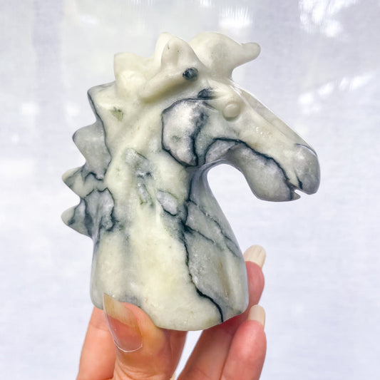 Crystal carved unicorn horse - Serpentine or Nephrite Jade