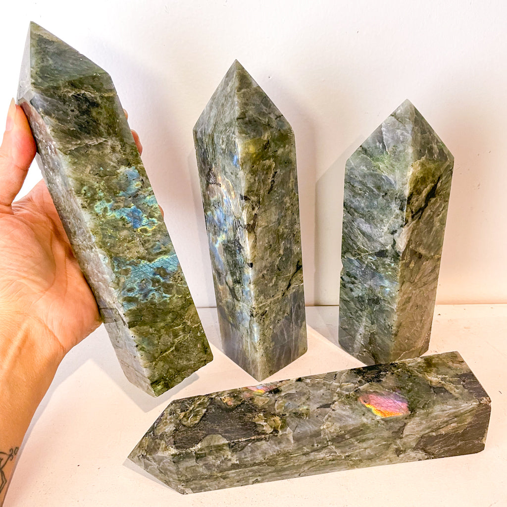 Labradorite crystal polished point generator tower XL
