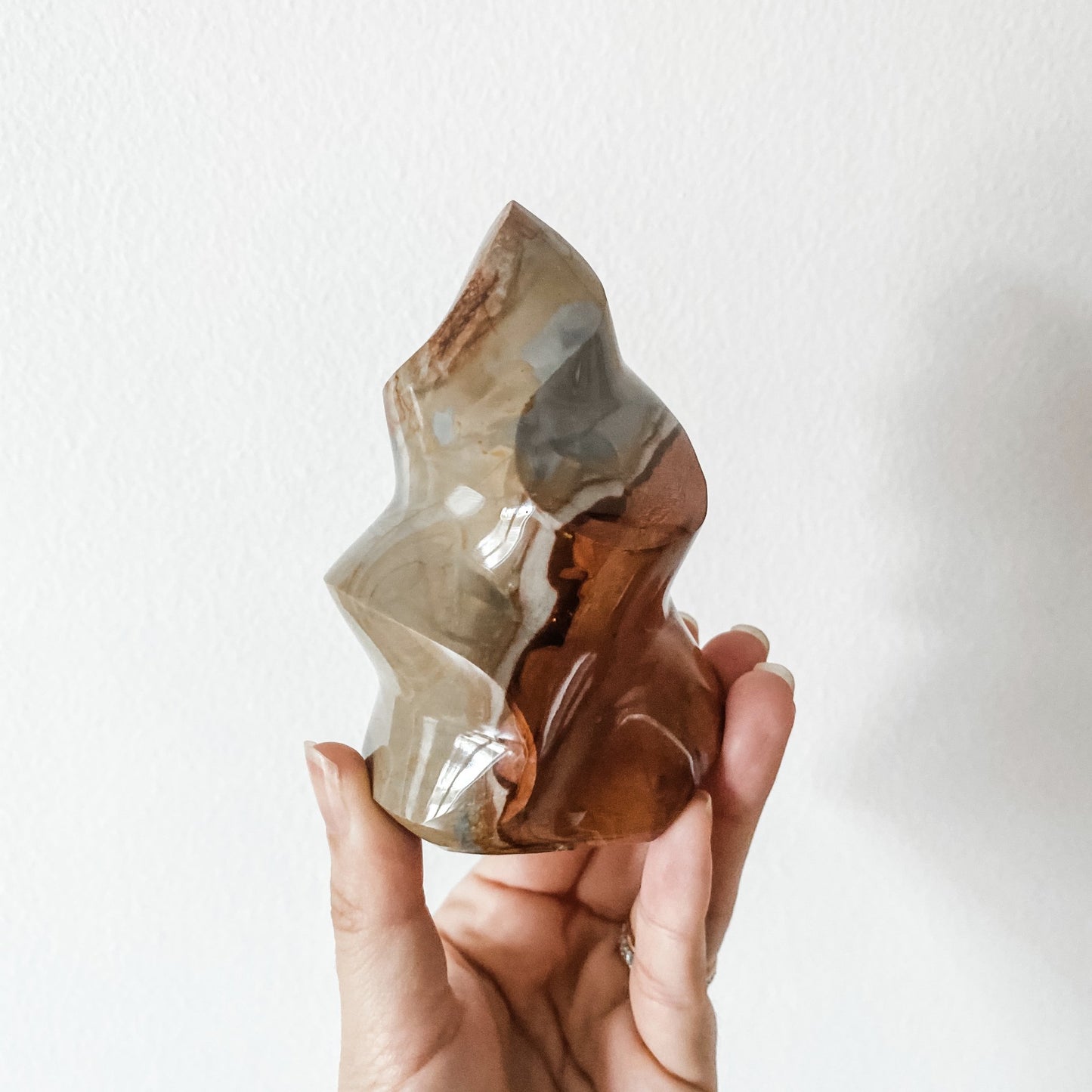 Desert Jasper crystal flame statue