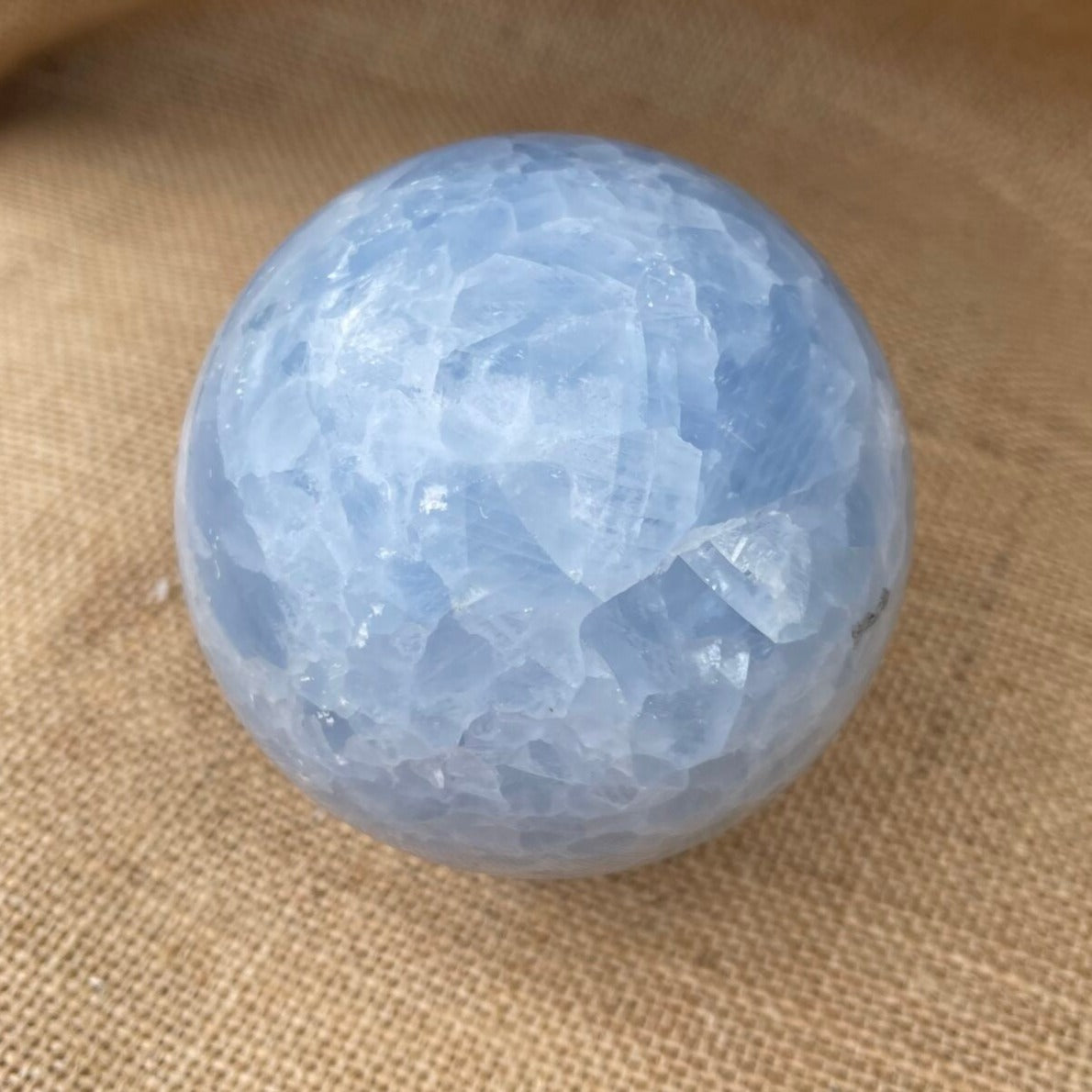 Blue calcite crystal sphere