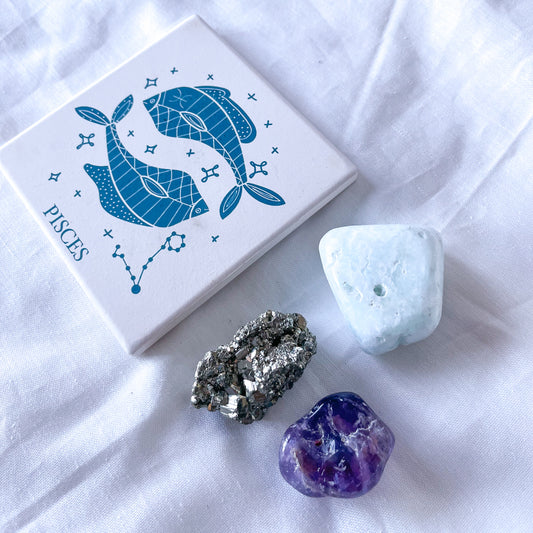 Pisces Zodiac star sign crystal set