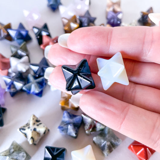 Hand carved crystal merkaba / merkabah star crystal polished stone