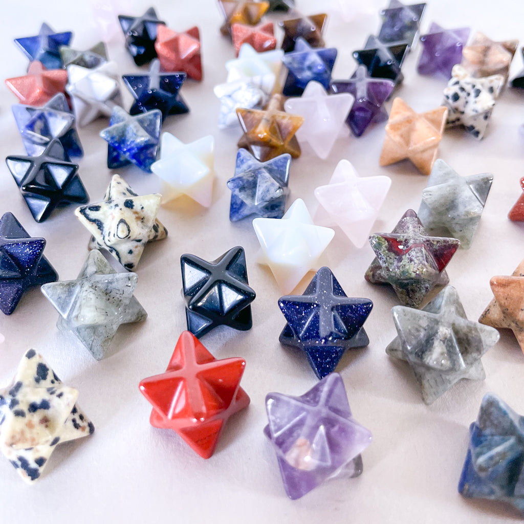 Hand carved crystal merkaba / merkabah star crystal polished stone