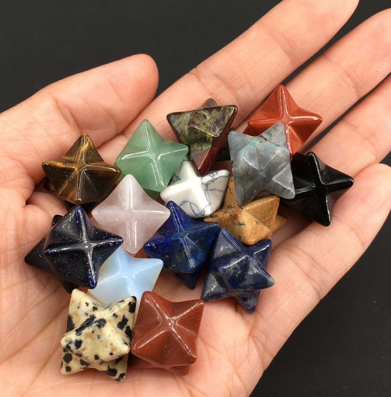 Hand carved crystal merkaba / merkabah star crystal polished stone