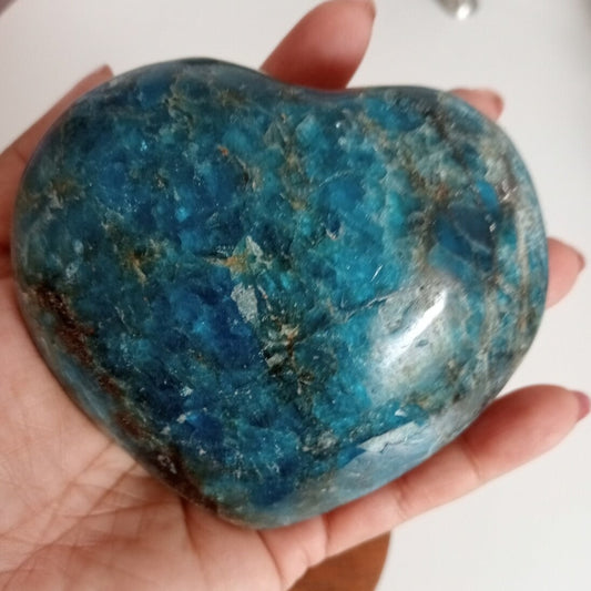 Blue apatite crystal heart