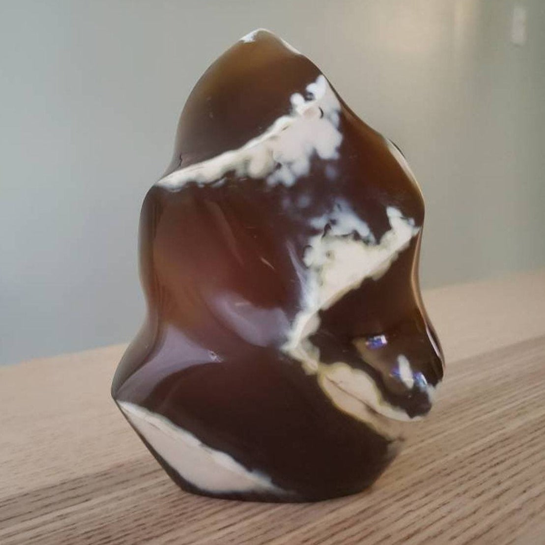 Ocean / Orca Agate crystal flame statue