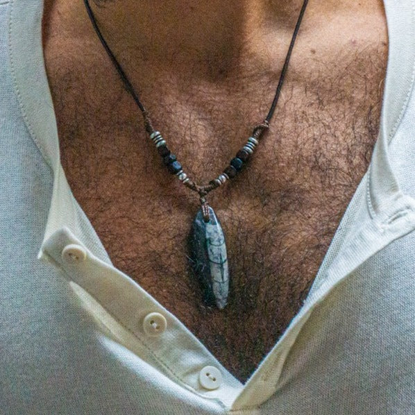 Orthoceras fossil crystal pendant