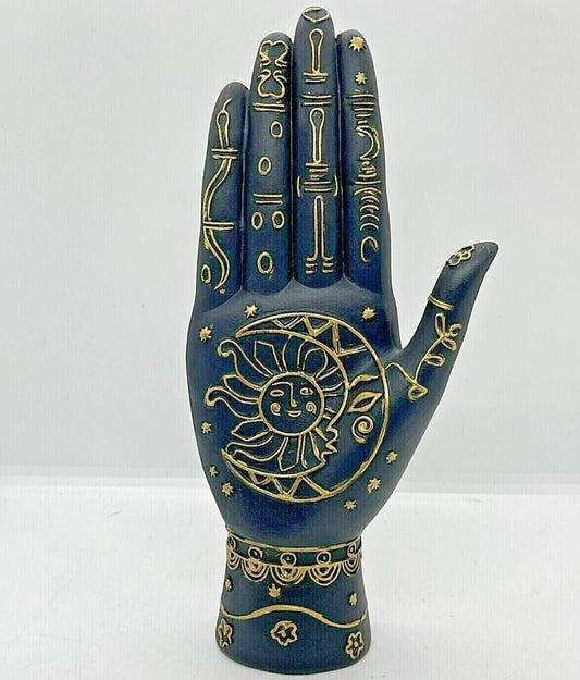 Sun moon zodiac palm hand statue