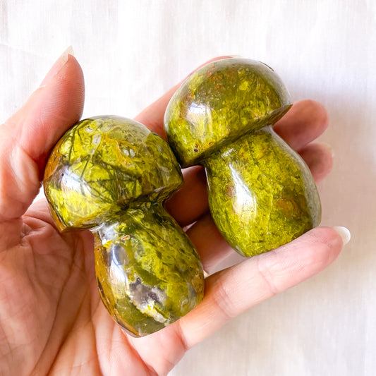 Green opal Crystal mushroom shaped statue polished stone L