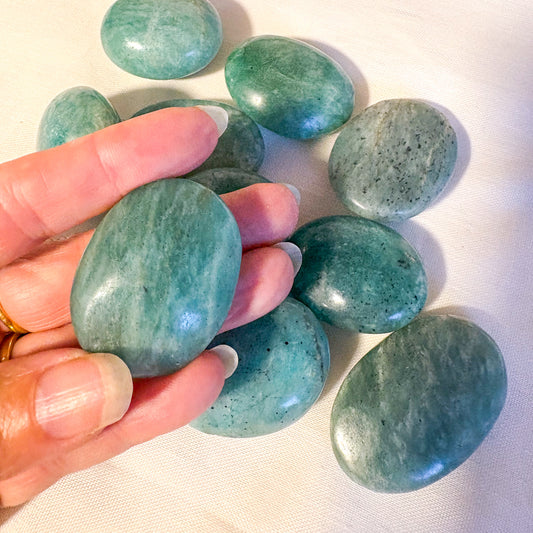 Amazonite crystal palm stone