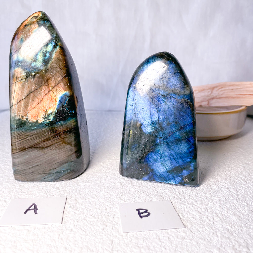 Labradorite crystal high quality flash carved freeform statue
