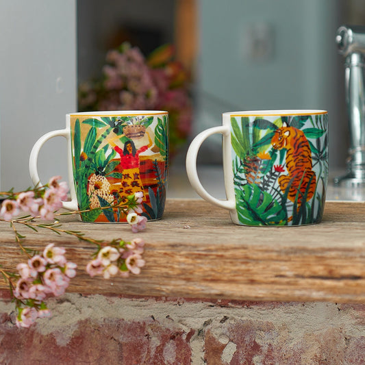 Tropical wild woman mug set of 2