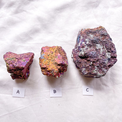 Raw Chalcopyrite peacock ore crystal