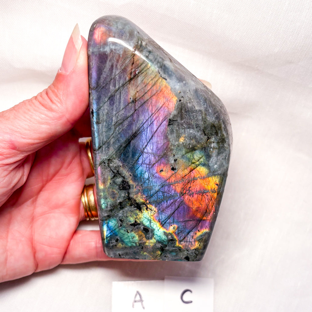 Labradorite crystal high quality flash carved freeform statue