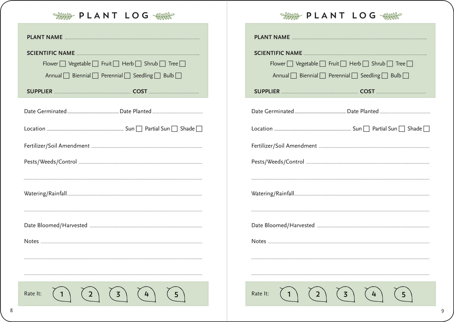 Gardeners log book journal 5x7