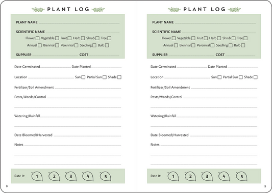 Gardeners log book journal 5x7