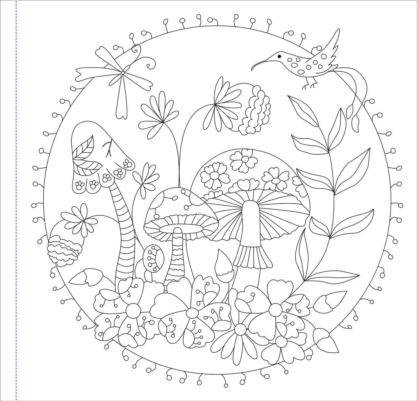 Mushroom adult colouring book