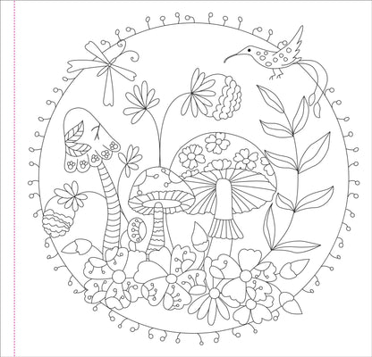 Mushroom adult colouring book