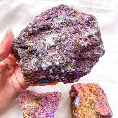 Raw Chalcopyrite peacock ore crystal
