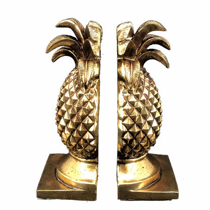 Gold pineapple bookend statue pair