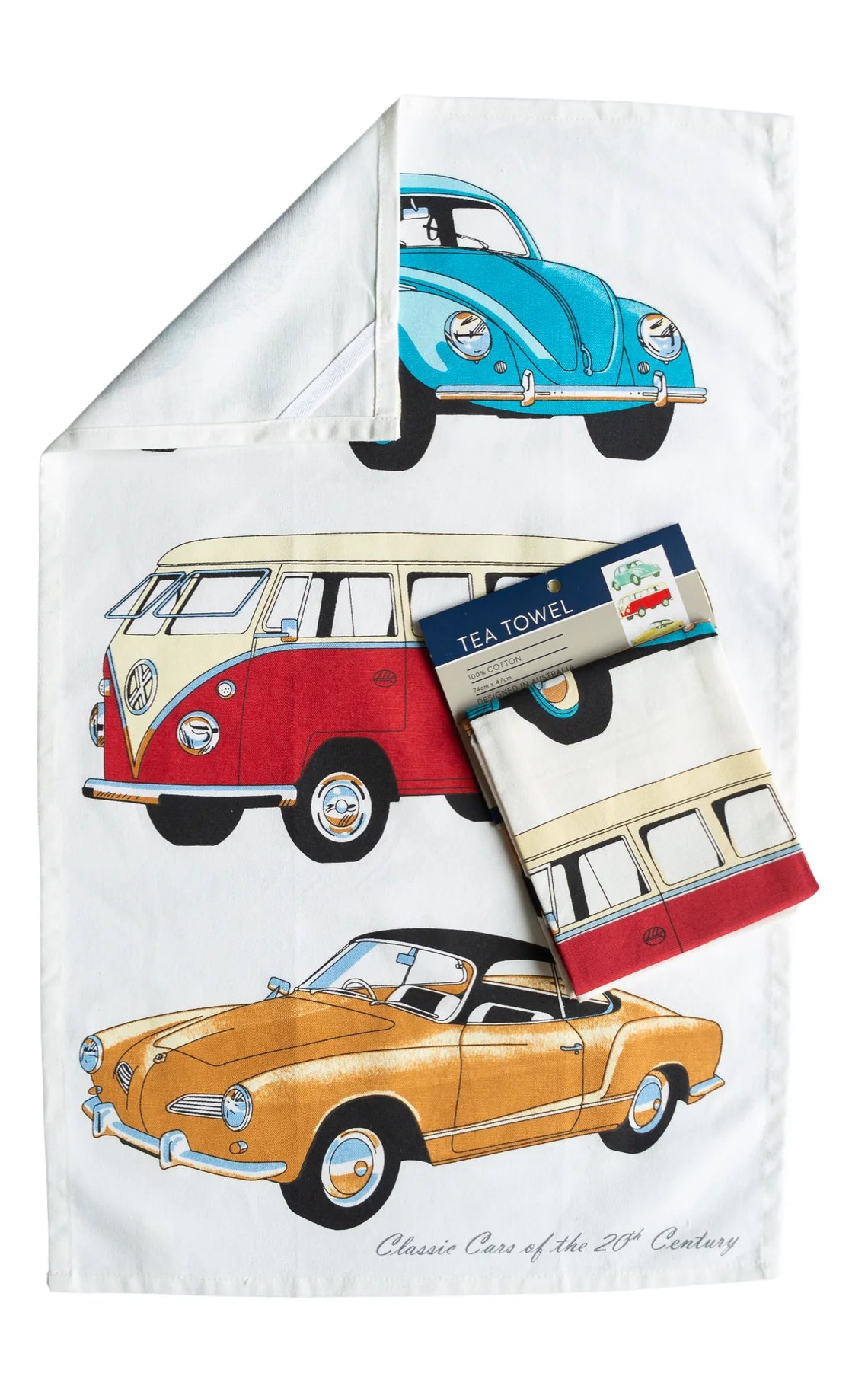 Classic cars tea towel