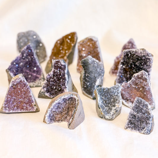 Rainbow Amethyst crystal cluster cut base