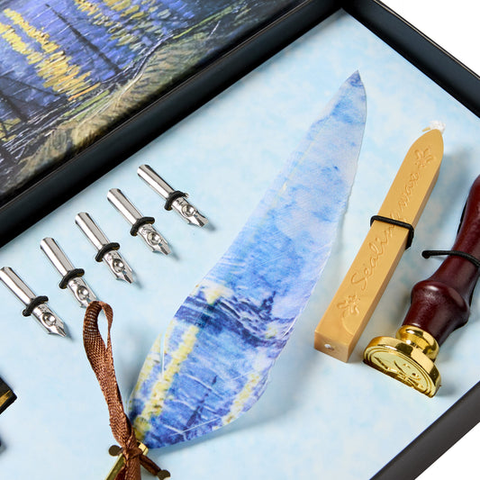 Feather calligraphy pen & wax seal gift set