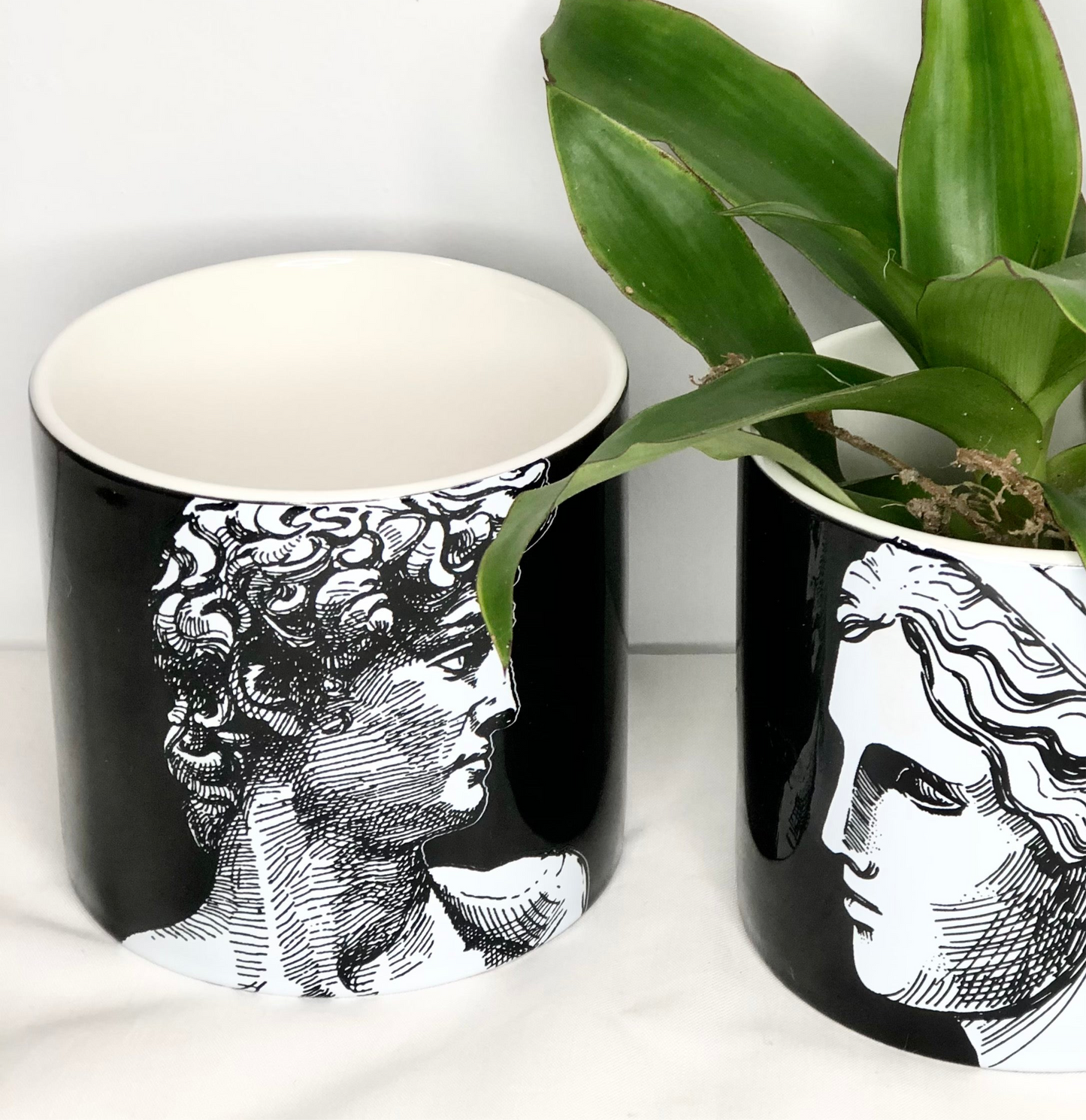 Michelangelo Ancient sculpture line drawing planter pot