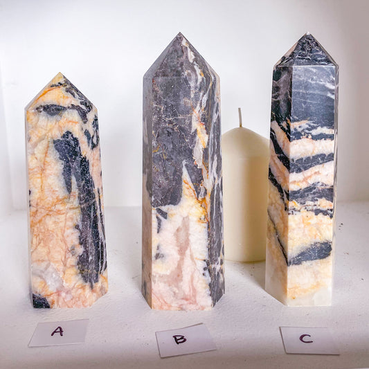 Zebra jasper crystal point tower XL